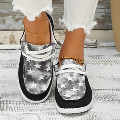 Women's Star Pattern Canvas Lace Up Shoes Lightweight Low Top Sneakers