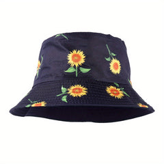 Cartoon Print Fisherman Hat Sunflower Sunshade Hat