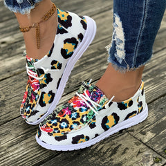 Leopard Pattern Low Top Sneakers Women's Sport Shoes