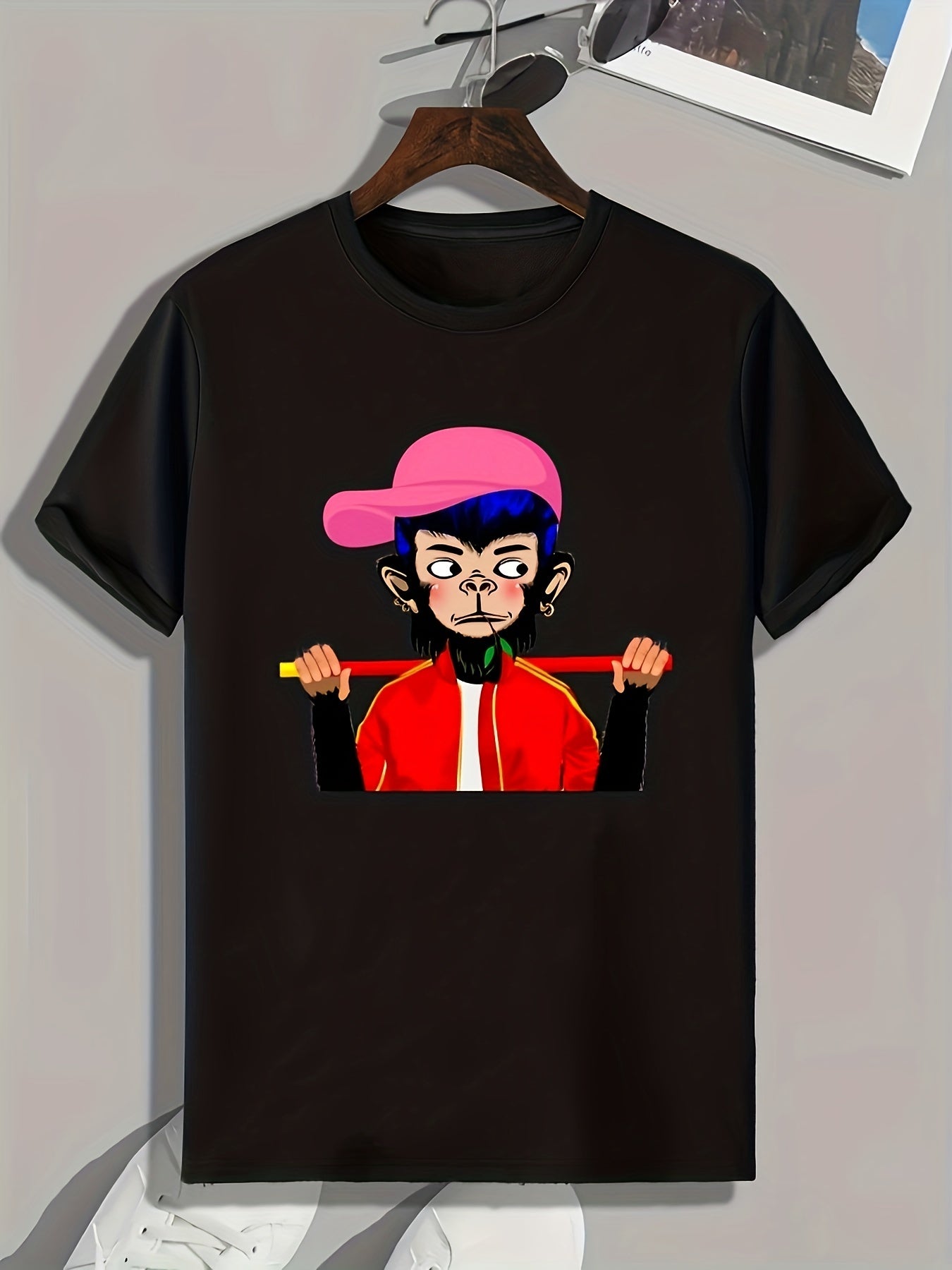 Trendy Monkey Print Men's Graphic T-shirt for Summer