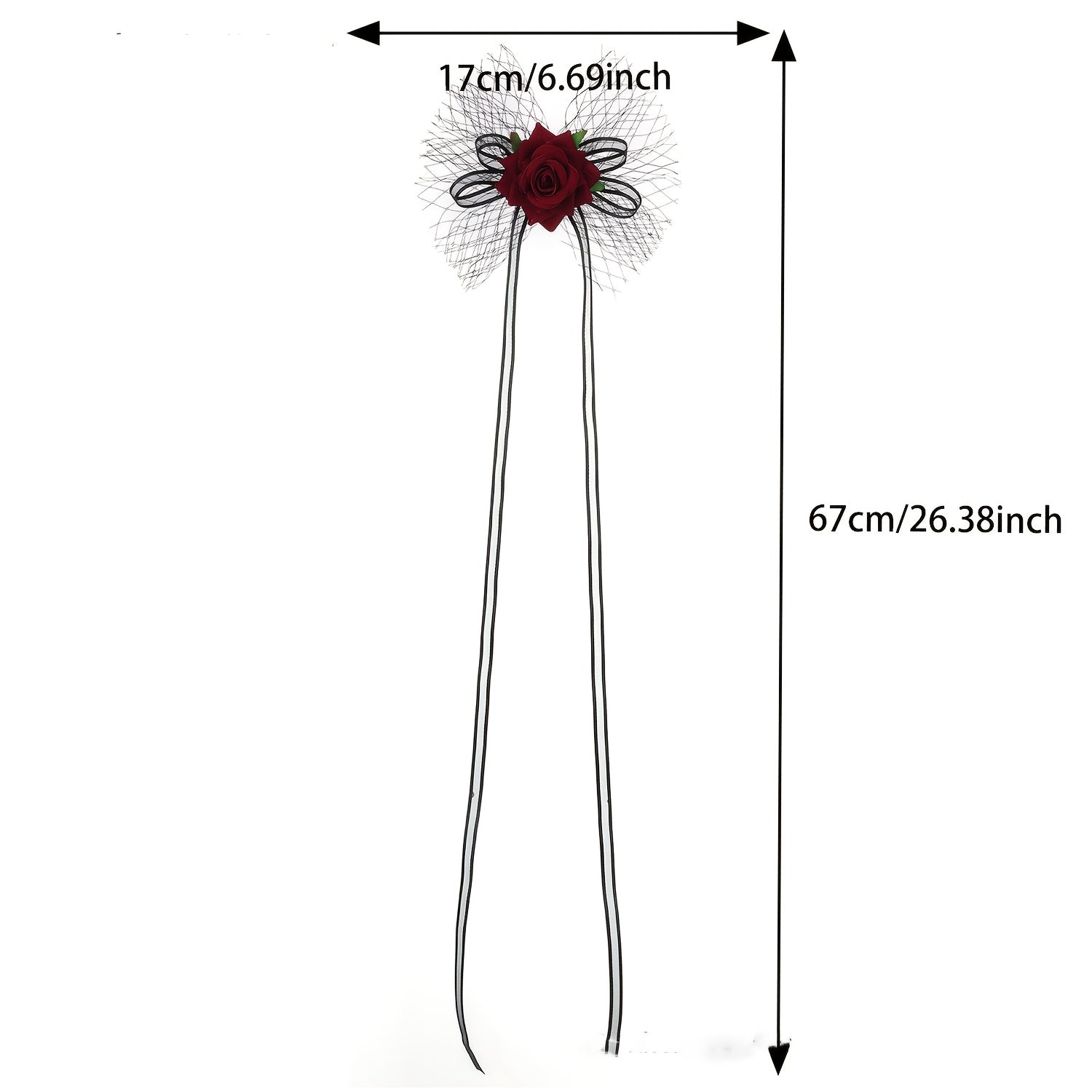 Gothic Halloween Hair Clips Vintage Rose & Mesh Veil Lace Accents Cosplay