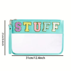 Chenille Letter Clear Makeup Bag Waterproof Toiletry Pouch
