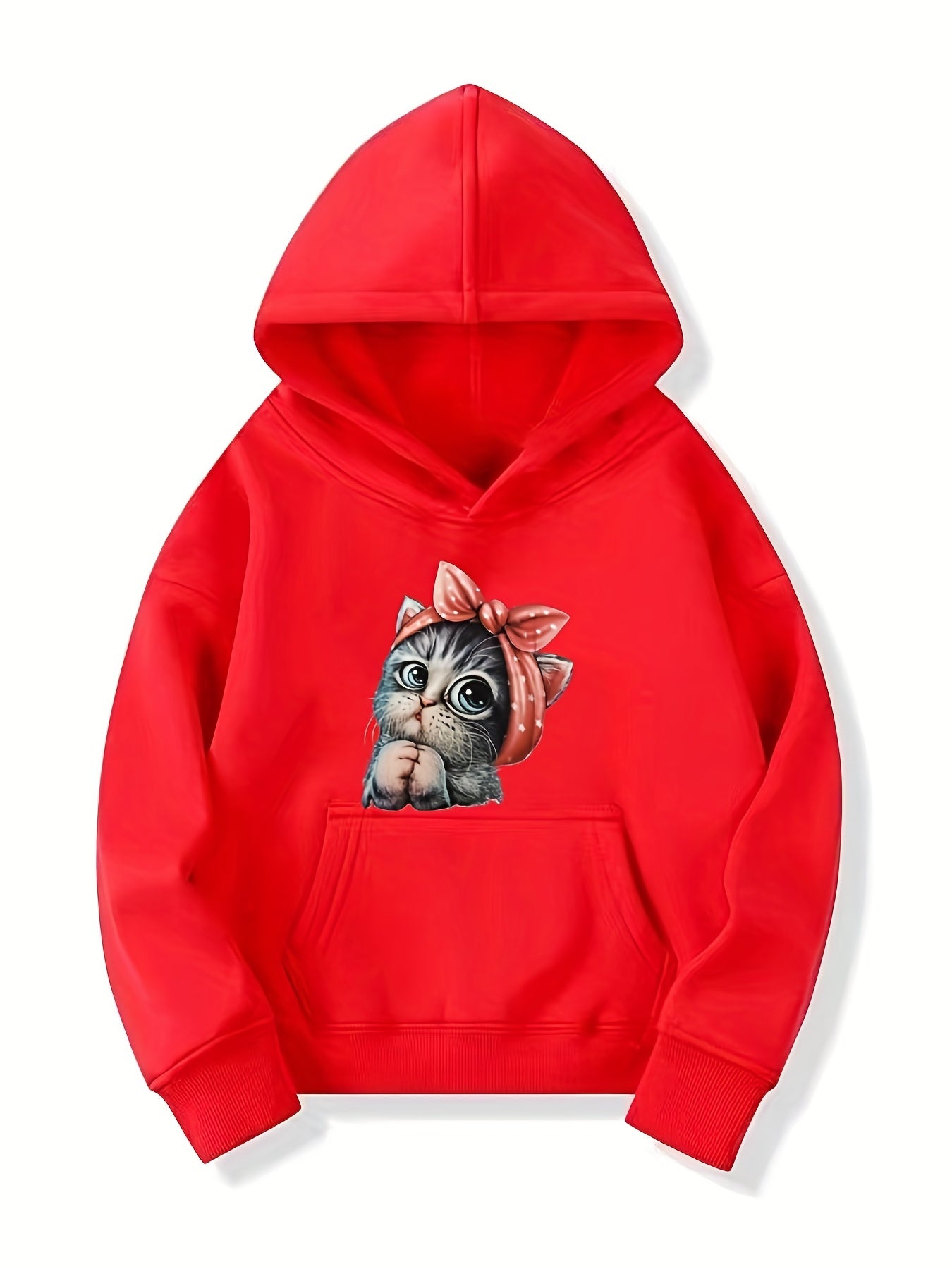 Bow Pattern Hoodie For Girls Long Sleeve Sweatshirt