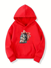 Bow Pattern Hoodie For Girls Long Sleeve Sweatshirt