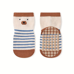 5pairs Kids Anti-Skid Cartoon Pattern Socks with Rubber Dots