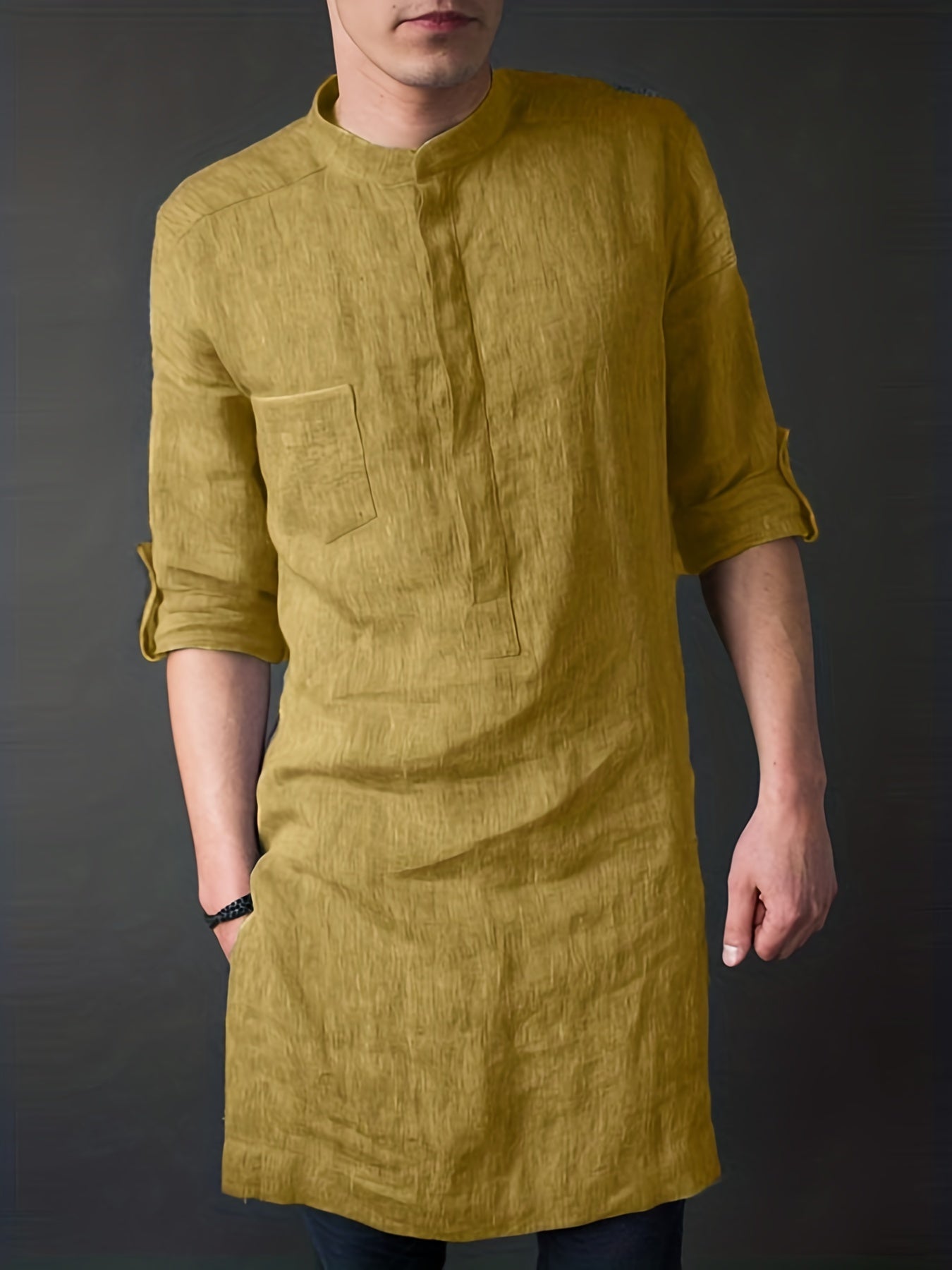 INCERUN Men's Long Robe Kimono Bathrobe Nightgown Sleepwear Lightweight Robes