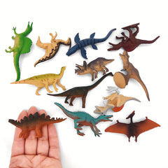 12pcs Dinosaur Simulation Models Rubber Sandbox Toys