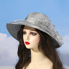 Organza Mesh Flower Bucket Hat Solid Sun Hats Summer Basin Hats
