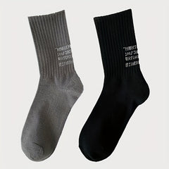 10 Pairs Letter Print Ribbed Socks, Comfy & Breathable Mid Tube Stockings