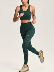 Solid Yoga Sets Racer Back Crop Tank Top & High Waist Leggings