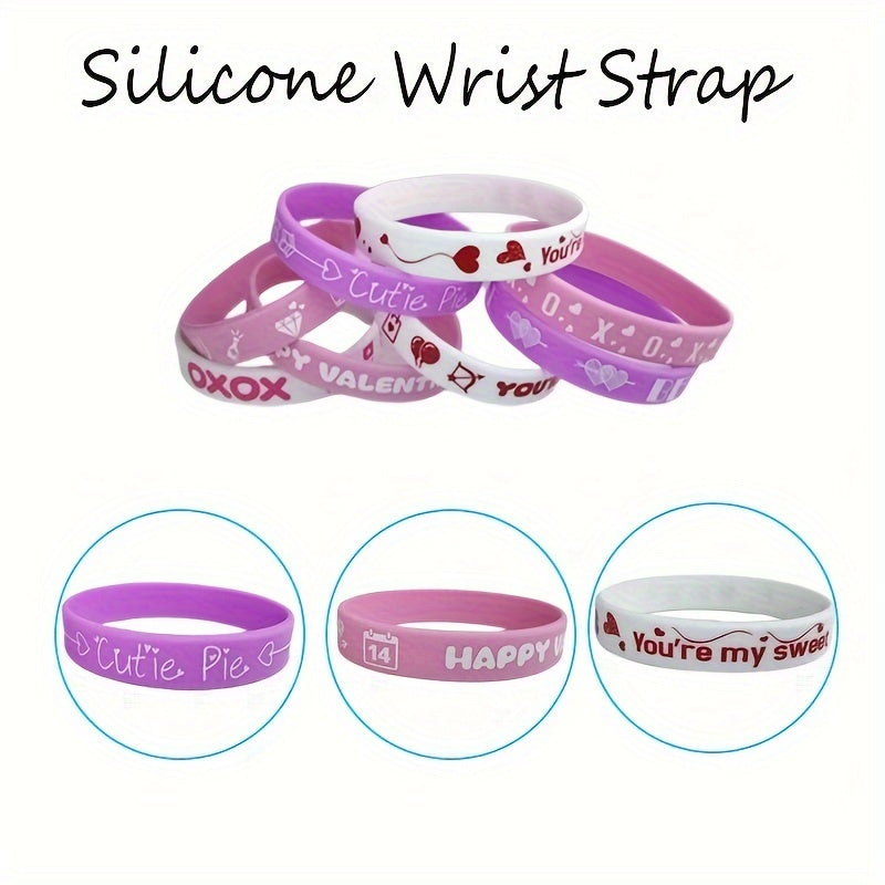 4 Pcs Random Rubber Wristband Silicone Bracelet Gift for Boyfriends Girlfriends
