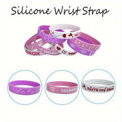 4 Pcs Random Rubber Wristband Silicone Bracelet Gift for Boyfriends Girlfriends