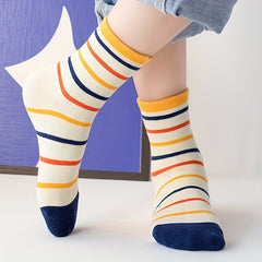 5pairs Boys Kids Breathable Comfy Sweat-absorbing Crew Socks