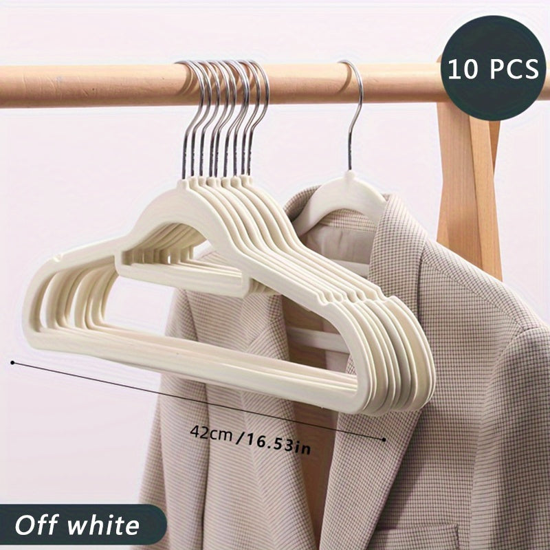 5pcs Plastic Flocking Hanger Non-slip Wardrobe Storage Clothes Hanging Rack
