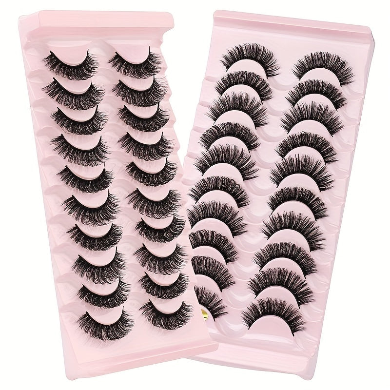 10 Pairs Faux Mink False Eyelashes Cat Eye Look Natural Look Reusable