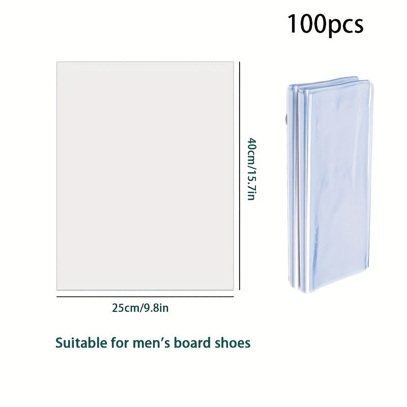 100pcs Clear PVC Heat Shrink Wrap Bags for Sneaker Books Shoes Household Storage