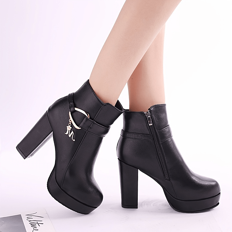 Women's Metallic Decor Platform Ankle Boots