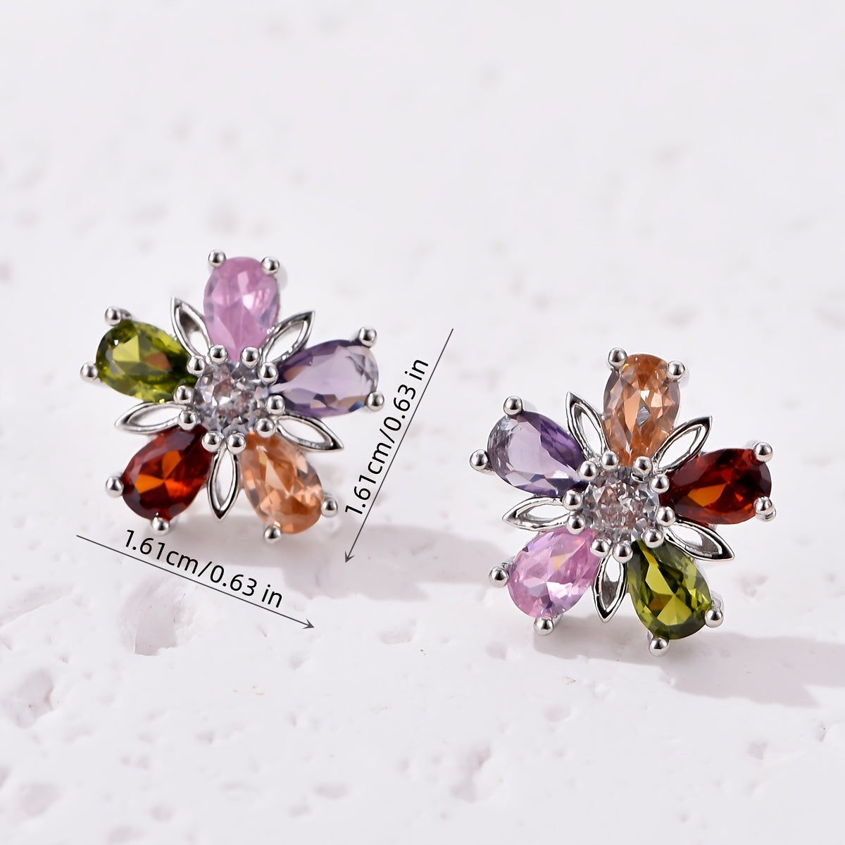 2PCS Silver Sunflower Shape Earring For Ladies Ear Stud