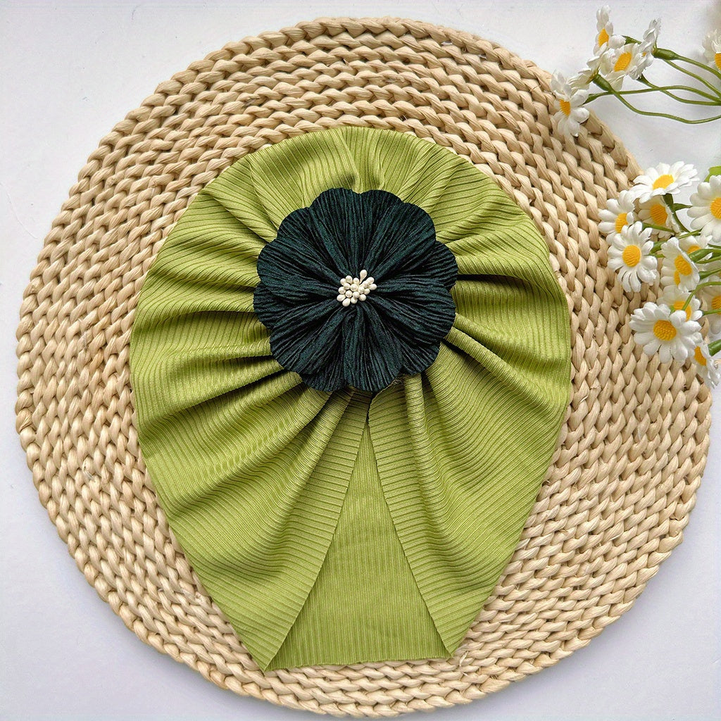 Soft Elastic Flower Baby Hat For Girl