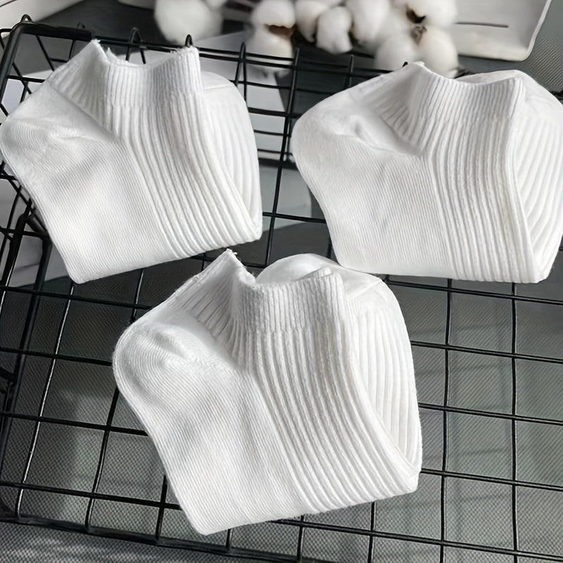 5 Pairs Women's Solid Comfy & Breathable All match Socks