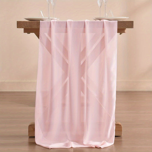 Balinese Pleated Chiffon Table Runner Polyester Solid Cover