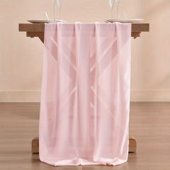 Balinese Pleated Chiffon Table Runner Polyester Solid Cover