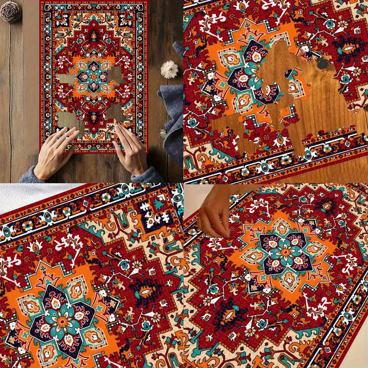 Vintage Persian Carpet Pattern Jigsaw Puzzle Red & Brown Floral