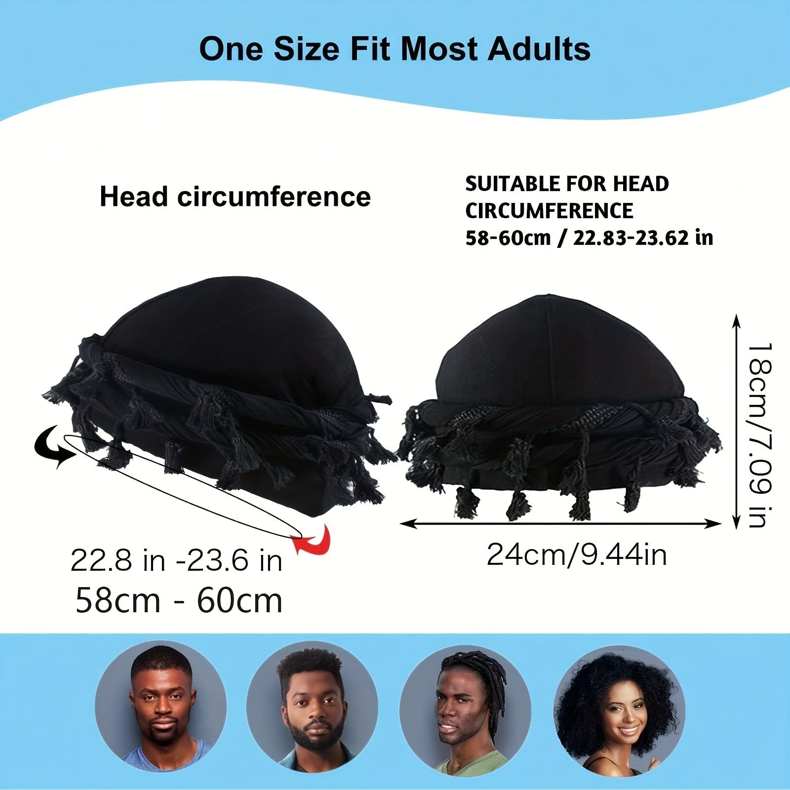 Vintage Twist Head Wraps Turban With Tassel for Men