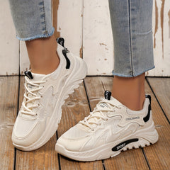 Women's Breathable Mesh Sneakers Lace Up Platform Outdoor Shoes