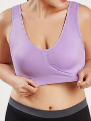 Solid Wireless Breathable Sports Bra Plus Size