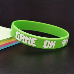 6pcs Unisex Silicone Bracelets, Letter Print, Sporty Style