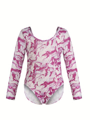 Dreamy Butterfly Tie Dye Gymnastics Suit Long Sleeve
