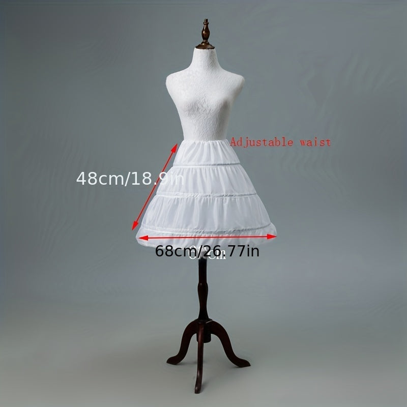 Girls 4-Hoop Crinoline Petticoat Full Length Flower Girl Underskirt