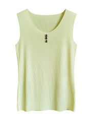 Button Front Sleeveless Tank Top Women's Summer Casual Top