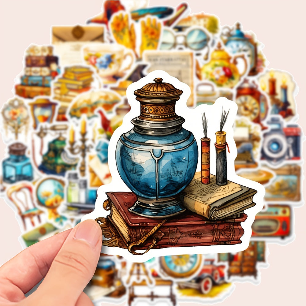 50pcs Vintage Style Stickers Retro Graffiti Stickers For Laptop Water Bottle