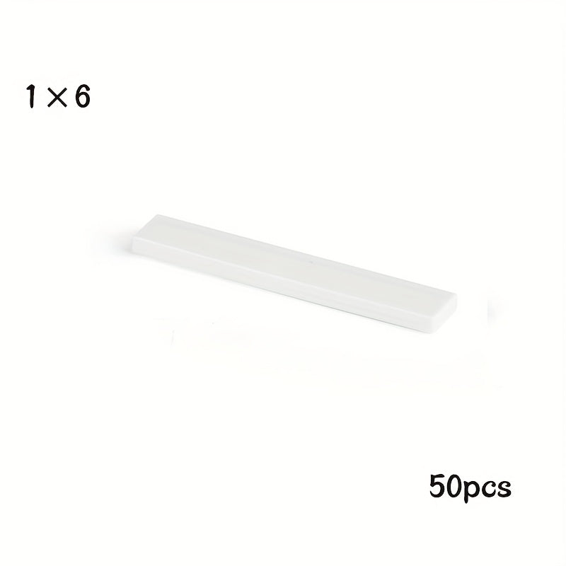 50pcs 1x6 Low Wall Flat Bricks for MOC 6636 Building Blocks