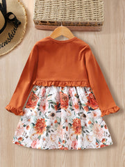 Boho Floral Tank Dress Short Cardigan Set for Fall