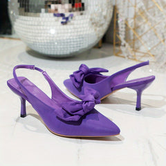 Bow Tie Stiletto Slingbacks Kitten Heels Sandals
