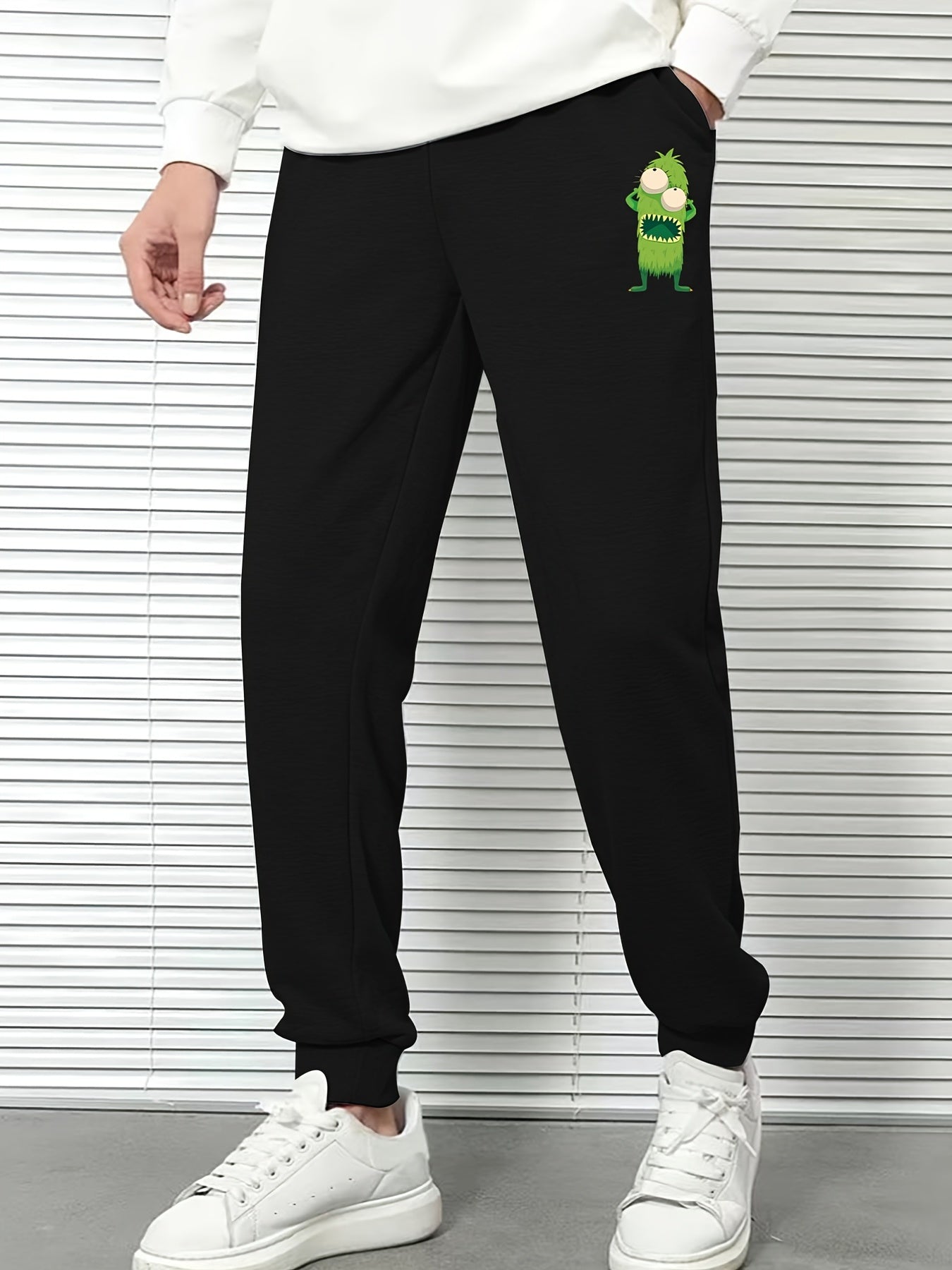 Men s Casual Cartoon Print Elastic Waist Sports Pants