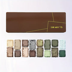 16-Shade Eyeshadow Palette Browns & Greens Matte & Glitter Finish