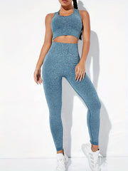 Yoga Sports Set: Racerback Sports Bra & High Waist Leggings
