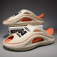 Men's Letter Print Platform Slides Non Slip Comfortable