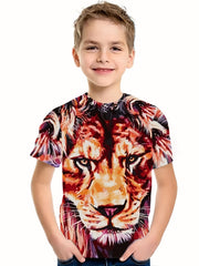 Boy's Lion Graphic T shirt Casual Breathable Tee For Summer