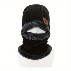 Men's Knit Beanie & Scarf Set - Warm Winter Ear Protection Hat