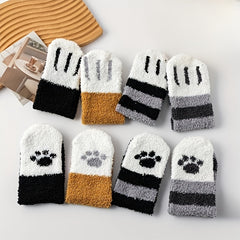 4 Pairs Cat Claw Fuzzy Socks Soft & Warm Mid Tube Women's Stockings
