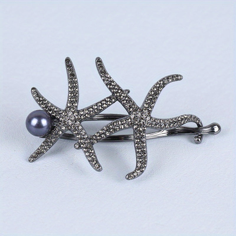 Artificial Diamond Starfish Twist Hair Clip for Girls