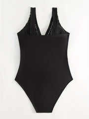 Sexy Lace Deep V Neck One Piece Swimsuit for Women