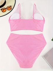 Bikini Set Wrap V Neck Ribbed Knit Bra & Panty Swimsuit 2 Piece Set