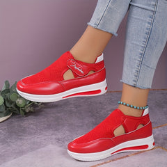 Women's Hook & Loop Sports Shoes Breathable Cut out Chunky Shoes
