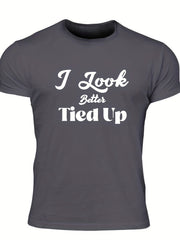 Men's Letter Print T shirt Casual Comfy Crew Neck Tee for Summer